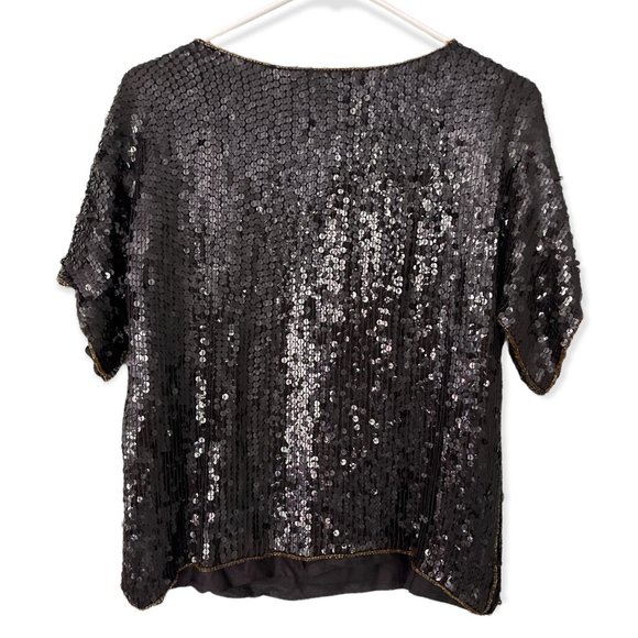 VTG Jean for Joseph Le Bon Black Sequin Silk Top Medium - Picture 3 of 5